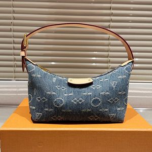 Mujer Denim Hobo Hills Pochette Bolso de embrague Francia Marca de lujo L Bordado Lona Mini Diseñador Bolso de mano Lady Cowhide Cuero Trim Shouder Bolsas