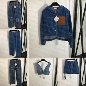 Veste en Jean pour femmes, pantalon droit brodé de styliste, haut court en Jean Sexy, Style décontracté, coupe-vent 196C