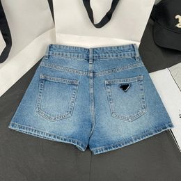 Vrouwen denim jeans terug driehoek logo toegewezen ontwerper luxe shorts met label en tag mlxl