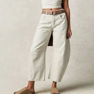 Femmes en jean pantalon bouffée de taille mid de taille