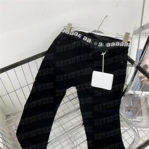 Femmes Denim Pantalons Designer Jeans Lettre Sangle Taille Élastique Crayon Pantalon Slim Collants Noirs Quatre Saisons