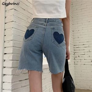 Femmes de denim shorts rétro de designer coeur mince harajuku adolescents hipster s-5xl filles hautes femelles jeunes Ins 240418