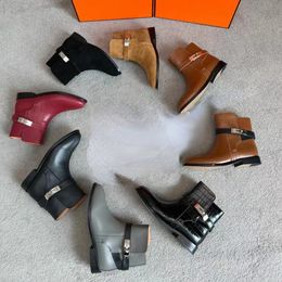 Bottines de styliste en cuir pour femmes, nouvelles bottes Martin classiques d'automne et d'hiver à bout rond, bottes de chevalier 2023