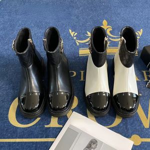 Bottines de styliste colorées pour femmes, bottes Martin d'automne à talons bas, bout rond, fermeture éclair latérale