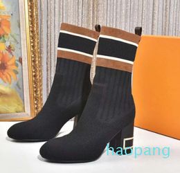 Mujeres Diseñador Tobillo Calcetín Botas Malla Acento Tejido Elástico Silueta Tacones Altos Mujer Desierto Cla Louisely