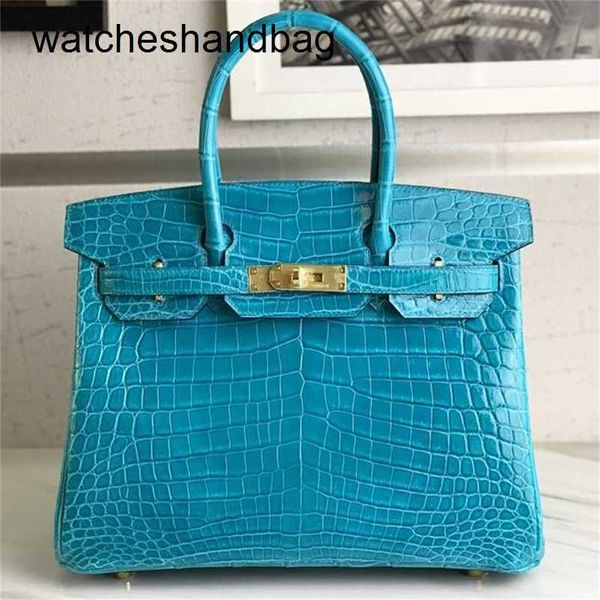 Sac de créateur de femmes authentique en cuir 7a Handswen Handsbag Designerh Marque de famille Turquoise Blue Handbagx69z