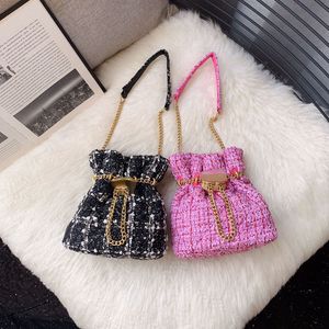 Designertassen voor dames Mini Fortune Bag Zwart en roze emmertas Diamond Lattice Chain Bag