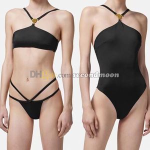 Dames designer badpak sexy zwempak slipje een stuk badkleding goudgesp bikini set