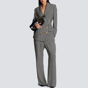 Femmes Designer Blazer Costume Tide Marque Rétro Créateur De Mode Veste À Double Boutonnage Slim Plus La Taille Vêtements Pour Femmes