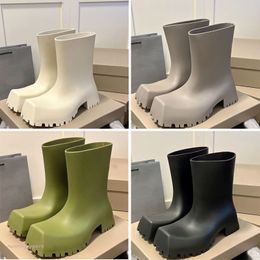 Vrouwen Designer Boot Croc Boots Rain Rubber Winter Rain Boots Platform Ankle Slip-on half roze zwart groen focalistische buitengrootte 35-40