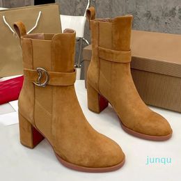 Botas de diseñador para mujer, botines con silueta, botines martin negros, botas de tacón alto elásticas, botas de invierno para mujer, zapatos de cuero gruesos