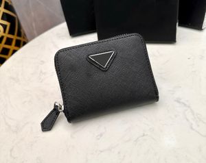 Femmes designer porte-cartes luxe triangle marque portefeuilles de haute qualité célèbre styliste fermeture éclair sacs à main mode lettres en métal dames pochette avec boîte d'origine