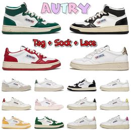 Femmes Designer Casual Chaussure Autry Medalist Sneaker Chaussures d'action Autries USA Upper Two-Tone Leather Suede Low High Green Panda Blue Low Loafers Platform Woman Trainers