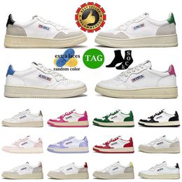 Zapatos casuales de diseñador para mujer Autrys Medalist Sneaker Zapatos de acción Autries USA Parte superior de cuero de dos tonos Ante bajo Rosa Golden Panda Bajos Mocasines Plataforma Mujer