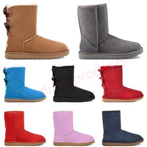 Dames Designer Klassieke OG Ultra Mini Laarzen Dameslaarsjes Bailey Strikbont pluizig Sneeuw Winter Australische laars Mosterdzaad fuzzy tazz pantoffels tasman Slip-On Schoenen