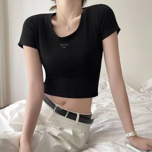 Vrouwen Designer Designer Black Short T-shirt Tops T-stuk pure katoenen ronde nek korte mouwen