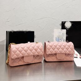 Bolso bandolera de diseñador para mujer, bolso de mano, bolso de noche, bolsos cruzados de color rosa y tostado, cartera de compras para teléfono de cuero acolchado con cadena sobre el bolso de mano