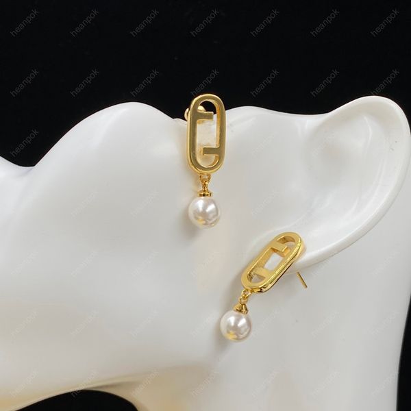 Femmes Designer Diamant Boucles D'oreilles Or Boucle D'oreille De Luxe Perle Hoop Boucle D'oreille F Pour Hommes Designers Jewerlry Dangle Lettres Goujons Boîte De Mariage