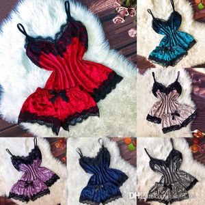 Womens Lace Nachtkleding Tweedelige Shorts Set Designer Sexy Satijn Babydoll Lingerie Nachthemd Pyjama Nachtclub Outfit