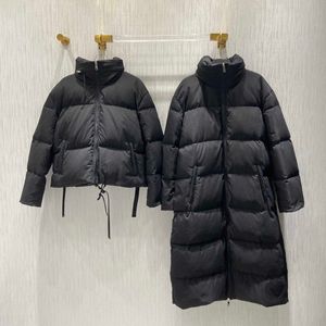 Dames designer jas zwart meisje capuchon lagen winter in middellange lengte eenvoudige ritssluiting katoenen jassen jas ontwerp kledingmerk