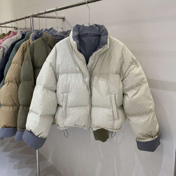 women designer jacket Nouveau Dongmen contrastant col montant veste femmes court lâche coréen blanc canard vers le bas manteau épais pour l'hiver