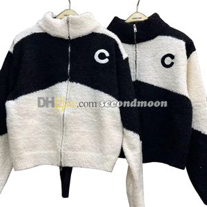 Dames Designer Knits Coat Contrast Kleur Gebreide Bovenkleding Letters Geborduurd Knitwear Damesvest