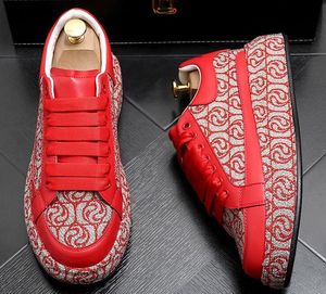 Vrouwenontwerper Men Red Gedrukte Hip Hop Shoes Street Dance Party Jurk Sneaker Dikke bodemhoogte toenemende flats ademende casual niet -slip loafers