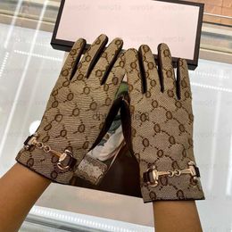 Femmes Designer Mitten Gants En Peau De Mouton Avec Boîte Hiver De Luxe En Cuir Véritable Marques BiG Doigts Gant Cachemire Chaud À L'intérieur De L'écran Tactile