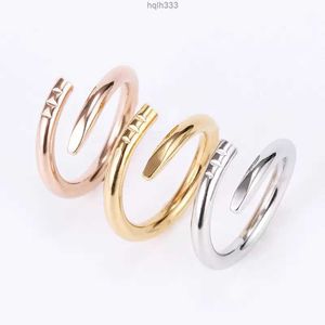 Dames Designer Nail Ring Titanium Staal Midi Ringen Zilver Verguld Set met Zirkonia's Luxe sieradenw1gi
