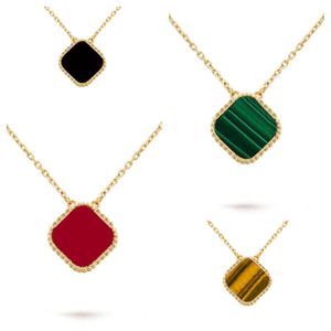 Femmes collier de créateur pour femme collier de luxe trèfle à quatre feuilles collier nacre diamant pendentifs chaîne en acier inoxydable plaqué or collier ras du cou 0