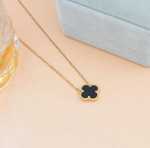 Vrouwen designer ketting luxe klavertje vier ketting parelmoer diamanten hangers roestvrijstalen ketting vergulde gouden choker ketting Hoge kwaliteit sieraden