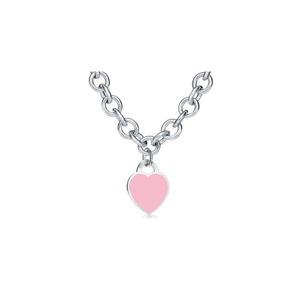 Collares de diseño para mujer Plata de ley 925 Corazón Gota Pegamento Esmalte Colgante Collar con cierre de langosta Amor Cadena de clavícula de estilo europeo y americano