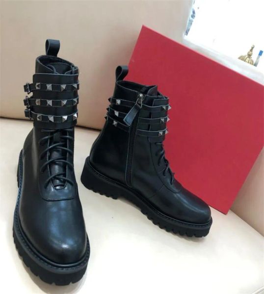 Valentine Women Designer Nouveau arrivée de luxe de luxe Top Quality Boots Boots Buard Designer Lady Plain Leather Rubber Outch Out Sole Boot