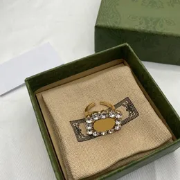 Vrouwenontwerper Open ringen mode dimond letters ring sieraden luxe g gouden liefde ring verloving geschenken feestje bruiloft oorbellen met doos
