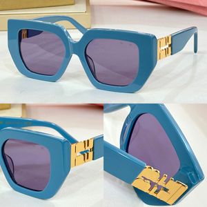 Femmes Designer lunettes de soleil de vacances en plein air bleu rectangulaire acétate cadre métal Logo loisirs voyage lunettes de soleil SMU2730