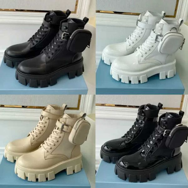 Hommes Femmes Designers Rois Bottes Bottines Martin Bottes et bottes en nylon Bottes de combat d'inspiration militaire Bouch en nylon détachable Attaché Botte mi-longue extérieure 35-46 NO43