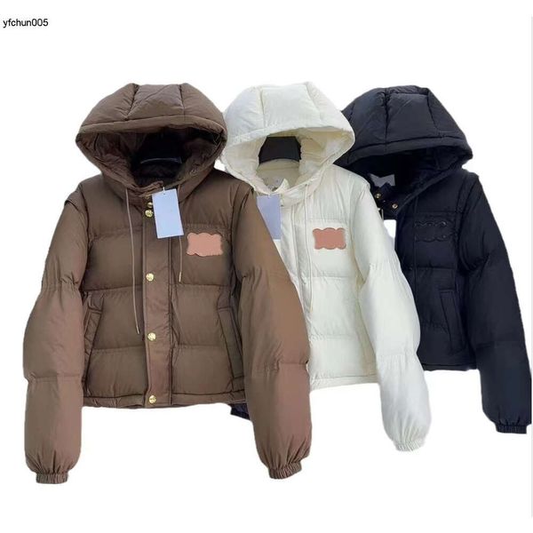 Mujeres Diseñador Puffer Chaqueta para mujer Chaquetas de invierno Parka Manga desmontable Coatwomen Doudoune Femme Abrigo largo Cuello de piel delgado Ropa de nieve cálida Acolchado Vk84