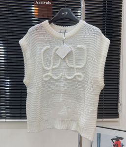 dames designer trui puur witte mouwloze trui letter gebreide verslaafd bloem tanktop luie jacquard losse trui
