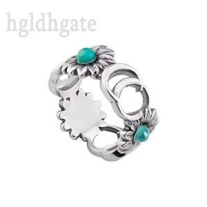 Anillo de diseñador para mujer, margaritas, letras de color plateado, anillos de lujo, flores, azul, alianzas de boda estéticas, anillo de compromiso, moissanita, clásicos, decorar ZB038 F23