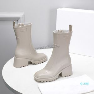 bottes de pluie en caoutchouc de designer pour femmes talon bloc élégant bout carré pvc style de botte en cuir femme chaussures taille 35-40