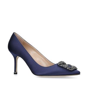 Vrouwen Designer Sandaalmerk Pumps Luxe kledingschoenen Sandalen Navy 70 mm Crystal Buckle Silk Satin Pumps Lady's Wedding Party Gift met Box2049959