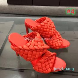 Sandalias de diseñador para mujer Tacones altos tejidos Sandalias curvas Punta de almendra alargada Mulas moda diseñador de lujo zapatos de mujer tacones altos si325y 05