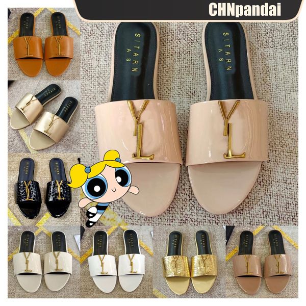 Femmes designer pantoufles sandales femme imprimées luxe d'été slipper glissades tongs plats chaussures dames faciles assorties plate 2024 cool