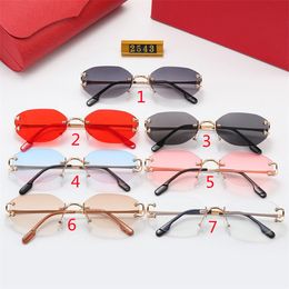 Dames designer zonnebril met randloze mode luxe zonnebril UV400 squre strand zonnebrillen rechthoekige gafas lunettes de soleil hoge kwaliteit 7colors clear