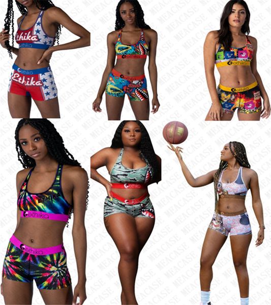 Frauen Designer Badeanzug Hai 2 Stück Luxus Bikini Set Push Up Weste Tank BH + Shorts Set Trunkinis Beach Schwimmanzug D72705