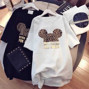 Femmes Designer T-shirts Marque avec Animal Lovely Mouse Nouveauté Robe d'été à manches courtes Tee-shirt long M-xxl