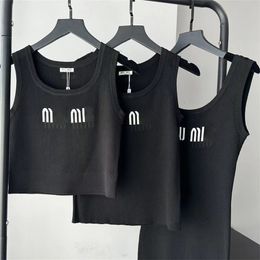 Femmes concepteur débardeur robe nouvelle mode jacquard lettre tempérament mince tricot débardeur série décontracté style sexy