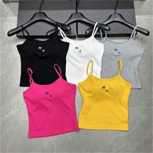 Vrouwen ontwerper tanktop zomer mode hoogwaardige katoenen gebreide mouwloze vestbrief print camis geweven band shirt street casual dames top tees loewe kleding