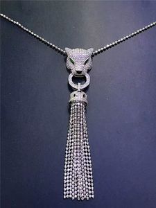 Designer Collier de pendentif diamant léopard