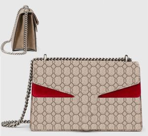 Femmes Designer Sac fourre-tout épaule bandoulière classique mode luxe en cuir véritable chaîne métallique plaid fleur G serpent boucle messager tissé fronde sac cosmétique 7A